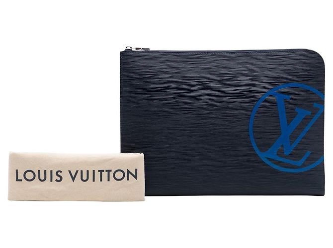 Borsa a Mano Louis Vuitton Epi Initials Circle Pochette Jour GM Blu - vista 7
