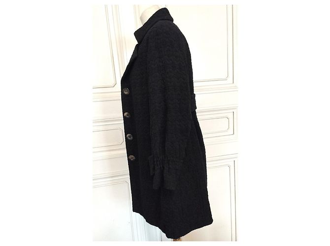 Christian Lacroix Abrigo Negro de Algodón Damasco - vista 12