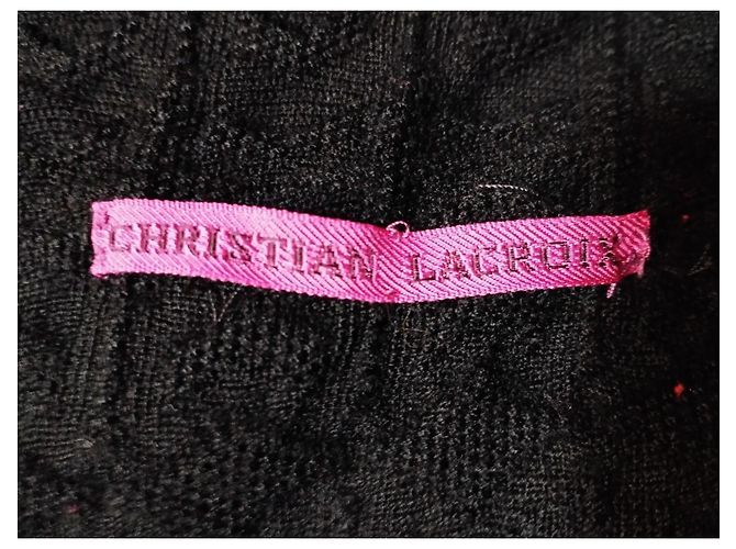 Christian Lacroix Abrigo Negro de Algodón Damasco - vista 14