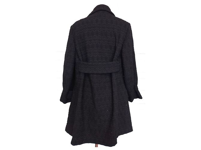 Christian Lacroix Abrigo Negro de Algodón Damasco - vista 16