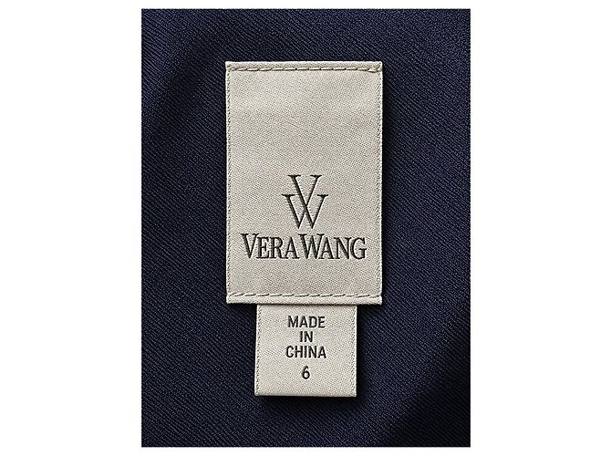 Vera Wang Satin-Abendkleid in Navy Blau - Ansicht 5