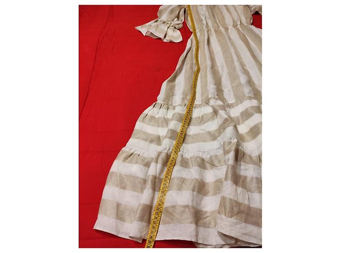 Autre Marque Crida Gestreiftes langes Leinenkleid - Ansicht 10