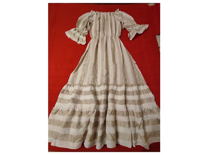 Autre Marque Crida Gestreiftes langes Leinenkleid - Ansicht 2
