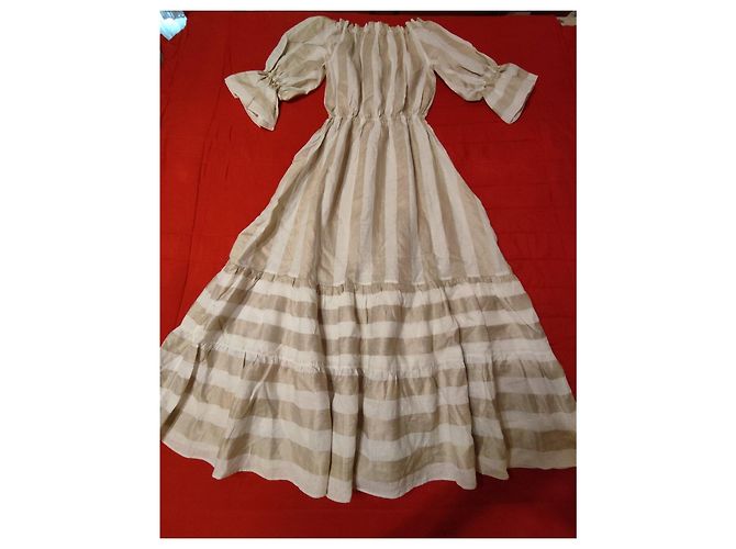 Autre Marque Crida Gestreiftes langes Leinenkleid - Ansicht 8