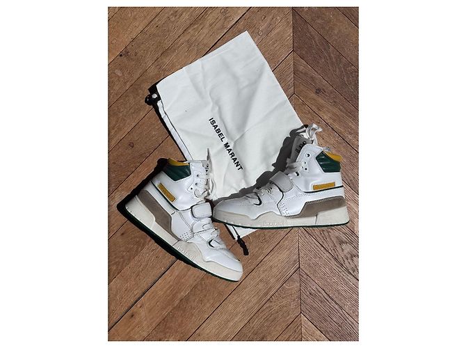 Isabel Marant Alseeh Sapatilhas altas em couro branco - vista 3