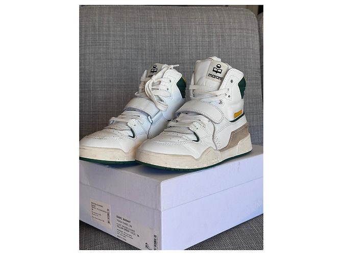 Isabel Marant Alseeh Sapatilhas altas em couro branco - vista 4