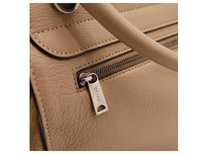 Trapèze Céline Celine Trapeze Borsa in pelle e camoscio beige - vista 8