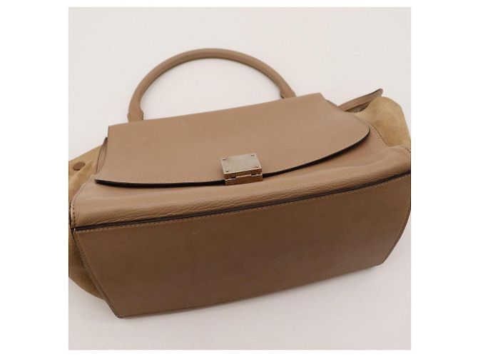 Trapèze Céline Celine Trapeze Borsa in pelle e camoscio beige - vista 9