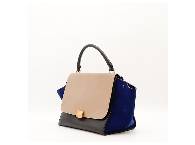 Trapèze Céline Celine Trapeze Mala em couro e camurça - vista 2