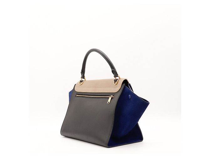 Trapèze Céline Celine Trapeze Mala em couro e camurça - vista 4