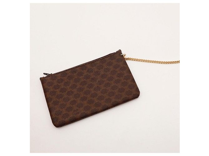 Céline Borsa Secchiello Monogram in Pelle Marrone - vista 13