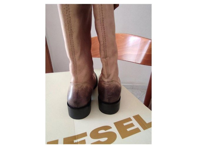 Botas Diesel de Piel Beige Altas - vista 5