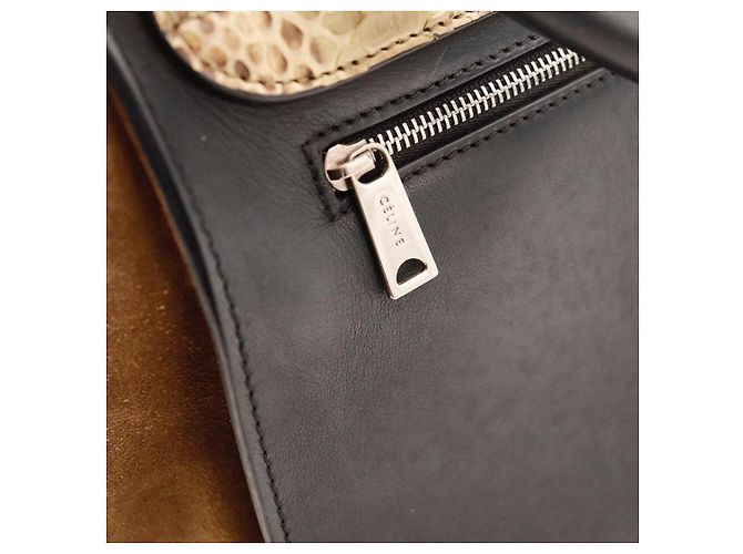 Céline Celine Handtasche aus Python und Wildleder - Schwarz/Braun - Ansicht 11