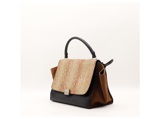Céline Celine Handtasche aus Python und Wildleder - Schwarz/Braun - Ansicht 2