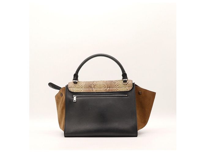 Céline Celine Handtasche aus Python und Wildleder - Schwarz/Braun - Ansicht 3