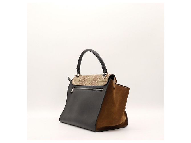 Céline Celine Handtasche aus Python und Wildleder - Schwarz/Braun - Ansicht 4