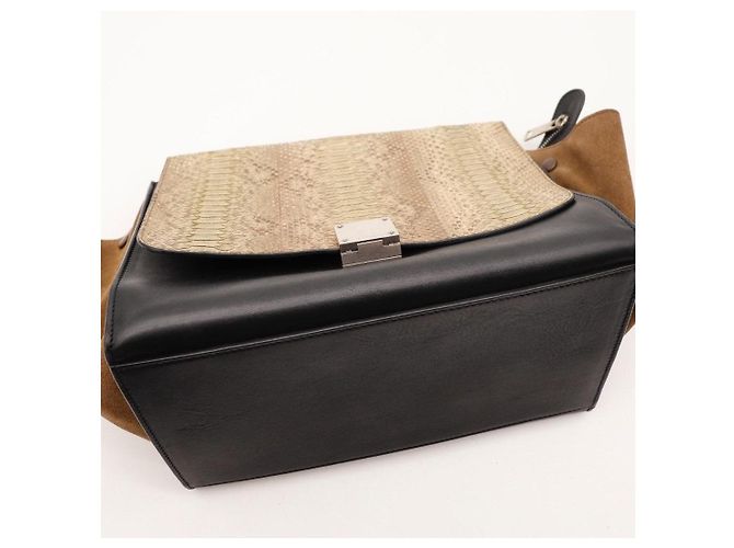 Céline Celine Handtasche aus Python und Wildleder - Schwarz/Braun - Ansicht 6