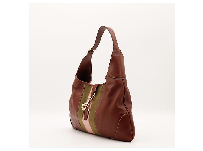 Borsa Hobo Gucci in pelle marrone a righe - vista 2