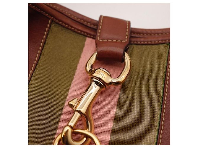 Borsa Hobo Gucci in pelle marrone a righe - vista 7