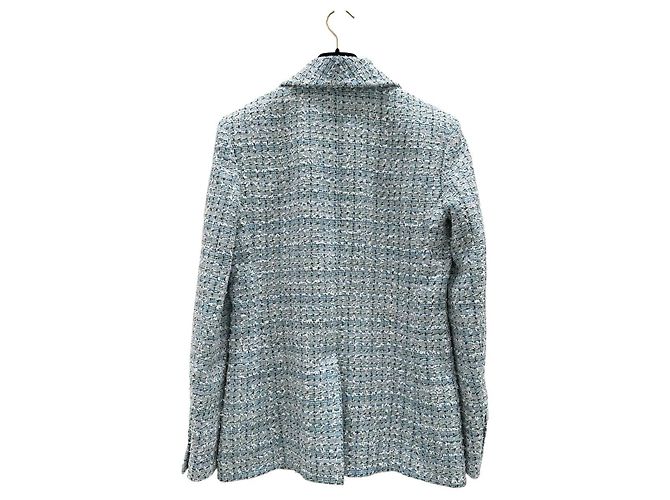 CHANEL Light Blue Multicolor Tweed Blazer Sz.38 gebraucht - Ansicht 3