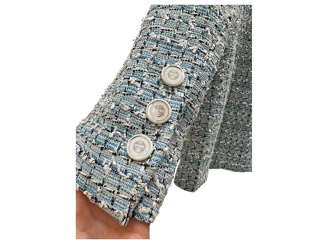 CHANEL Light Blue Multicolor Tweed Blazer Sz.38 gebraucht - Ansicht 5