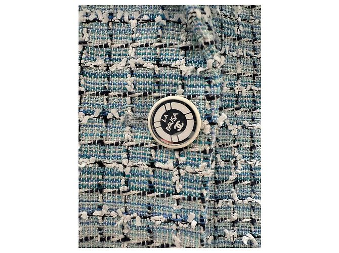 CHANEL Light Blue Multicolor Tweed Blazer Sz.38 gebraucht - Ansicht 6