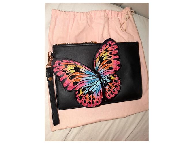 Pochette Sophia Webster in pelle nera con farfalla - vista 2