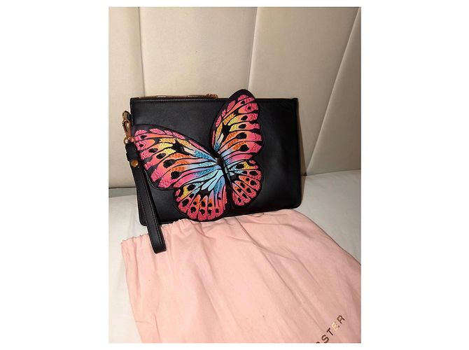 Pochette Sophia Webster in pelle nera con farfalla - vista 3