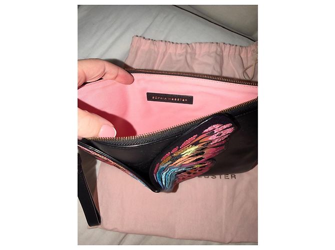 Pochette Sophia Webster in pelle nera con farfalla - vista 4