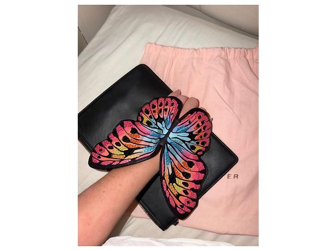 Pochette Sophia Webster in pelle nera con farfalla - vista 9