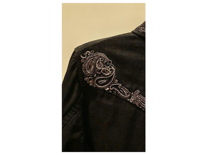 Autre Marque Saint Laurent Besticktes Schwarzes Denim-Westernhemd - Ansicht 13