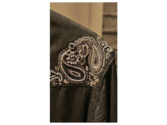 Autre Marque Saint Laurent Besticktes Schwarzes Denim-Westernhemd - Ansicht 14