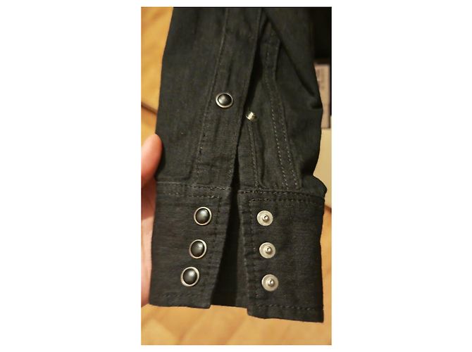 Autre Marque Saint Laurent Besticktes Schwarzes Denim-Westernhemd - Ansicht 9