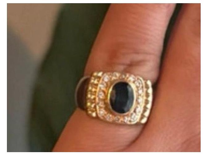 Autre Marque Anello in oro giallo con zaffiro e diamanti - vista 2