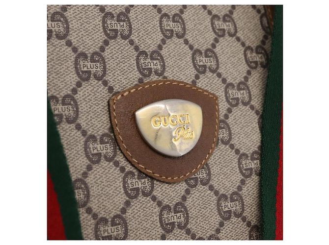 GUCCI GG Plus Supreme Web Sherry Line Tote Bag PVC Beige Gold - vista 19