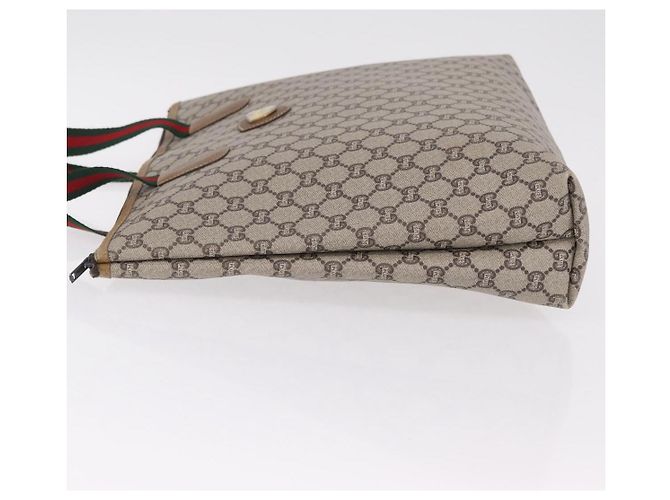 GUCCI GG Plus Supreme Web Sherry Line Tote Bag PVC Beige Gold - vista 5