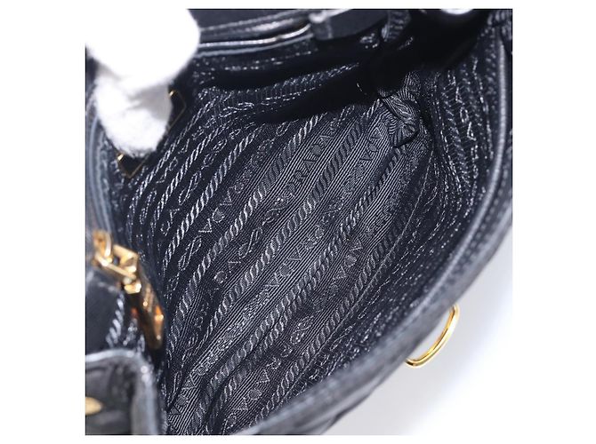 PRADA Schultertasche mit Kette Nylon Black Gold - Ansicht 11
