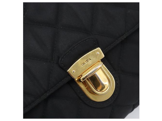 PRADA Schultertasche mit Kette Nylon Black Gold - Ansicht 19