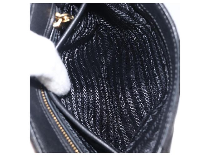 PRADA Schultertasche mit Kette Nylon Black Gold - Ansicht 25