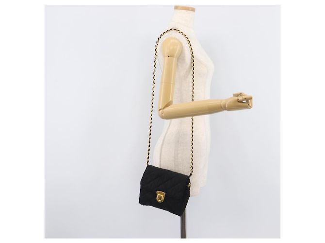 PRADA Schultertasche mit Kette Nylon Black Gold - Ansicht 26