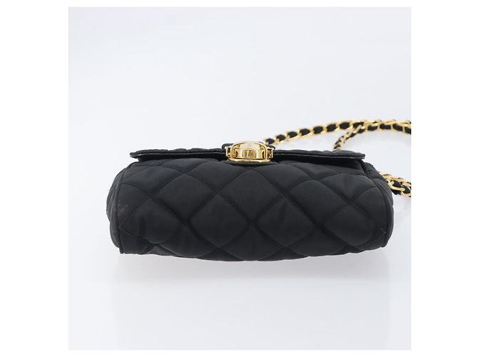 PRADA Schultertasche mit Kette Nylon Black Gold - Ansicht 5