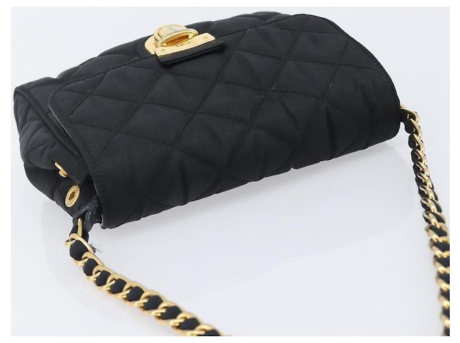 PRADA Schultertasche mit Kette Nylon Black Gold - Ansicht 6