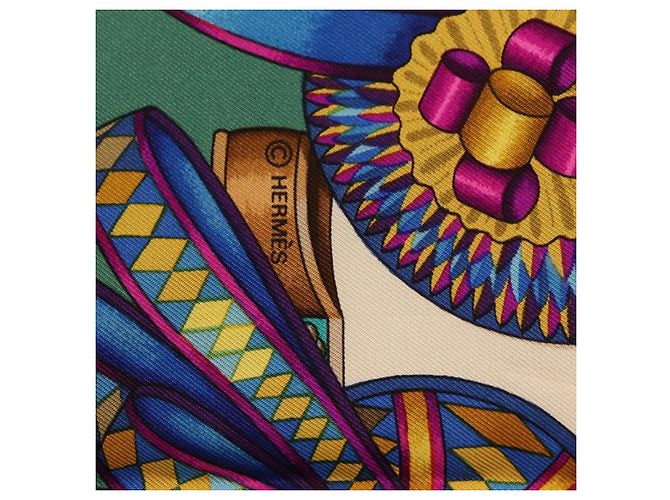 Hermès HERMES Carre 90 Scarf  LES RUBANS DU CHEVALL  Silk Green - vista 11