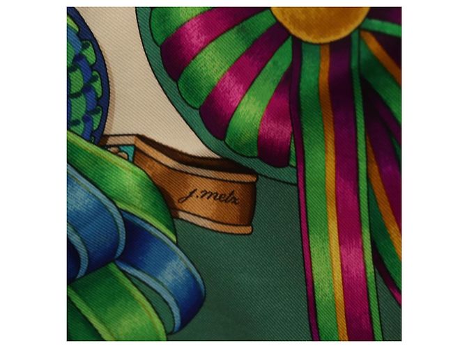 Hermès HERMES Carre 90 Scarf  LES RUBANS DU CHEVALL  Silk Green - vista 12