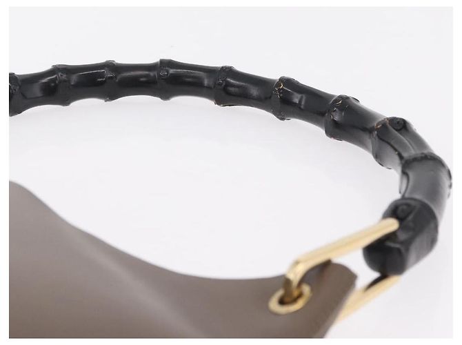 GUCCI Bamboo Hand Bag Leather Gray Gold Tone 001 2058 - vista 14