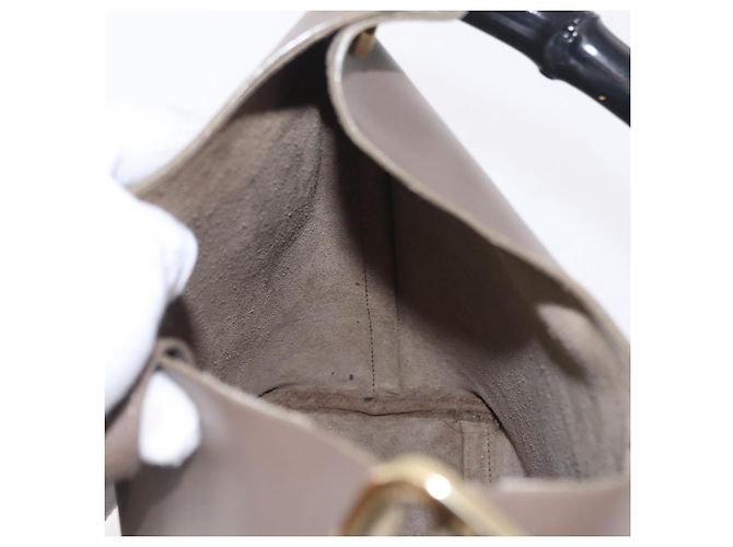 GUCCI Bamboo Hand Bag Leather Gray Gold Tone 001 2058 - vista 20