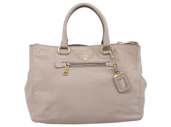 PRADA Tote Bag Leather 2way Gray Gold - vista 13