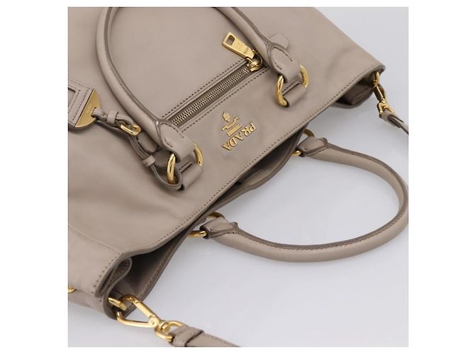 PRADA Tote Bag Leather 2way Gray Gold - vista 14
