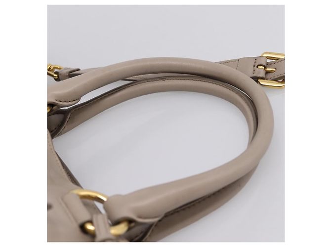 PRADA Tote Bag Leather 2way Gray Gold - vista 15