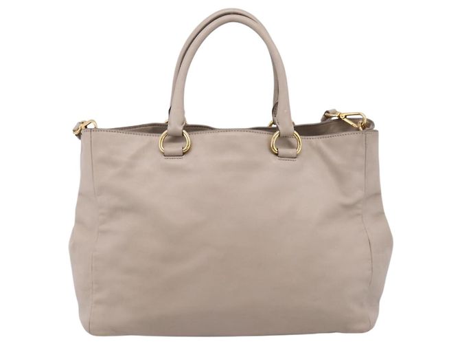 PRADA Tote Bag Leather 2way Gray Gold - vista 2